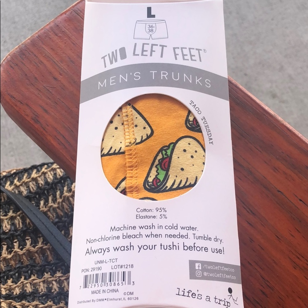 Two Left Feet Men’s Trunks Taco Design Size Large